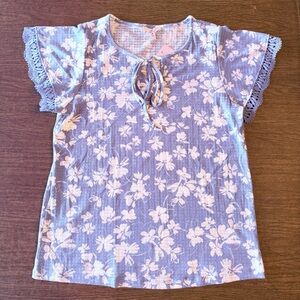 Como Vintage Light Blue Floral Blouse